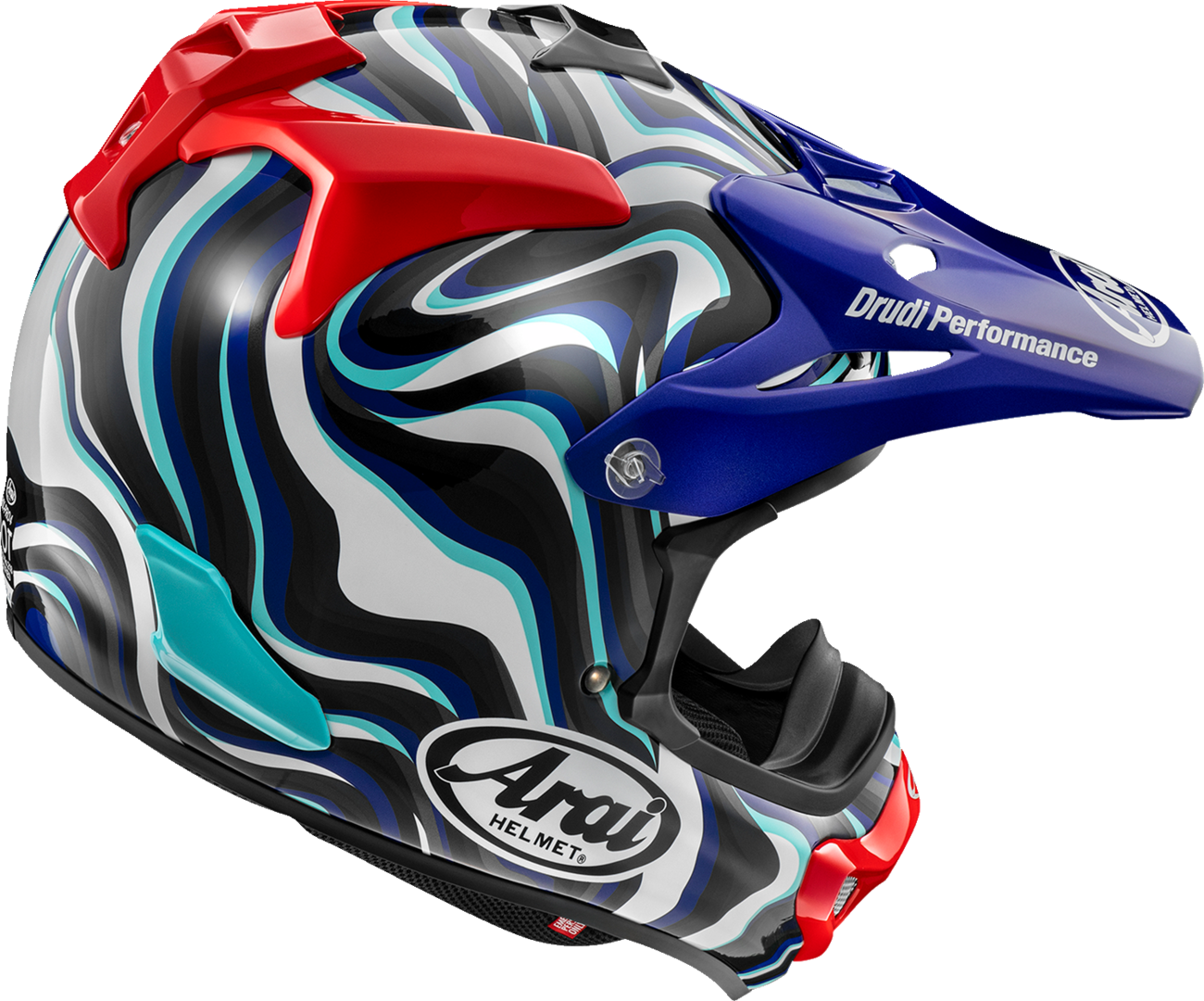 Blue Arai VX-Pro4 Stream helmet in large size, featuring a sleek aerodynamic design and clear visor for motorcycle riding.