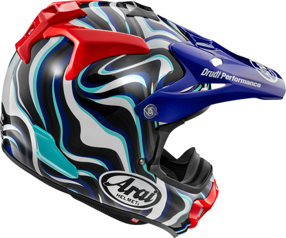 Blue Arai VX-Pro4 Stream helmet in large size, featuring a sleek aerodynamic design and clear visor for motorcycle riding.