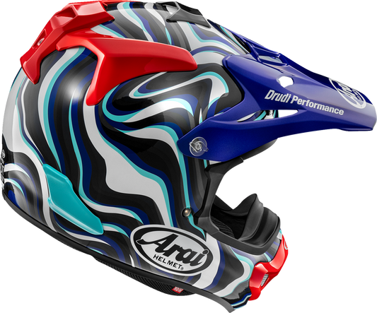Arai VX-Pro4 Stream helmet in blue, extra large size, featuring aerodynamic design and ventilation for motorcycle riding safety.