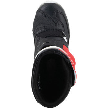 Alpinestars Kids Tech 3S motorcycle boots in red, black, and white with US size 11, featuring protective design and durable materials.