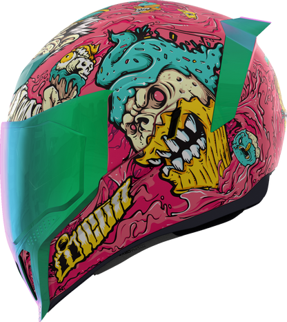 Pink ICON Airflite™ Helmet with Snack Attack design, MIPS® safety system, XS size, featuring sleek helmet shell and ventilation vents.