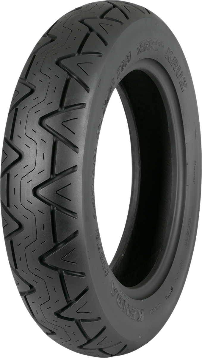 KENDA K673 Kruz rear motorcycle tire, 140/90-16 size, with all-weather performance and enhanced handling features.