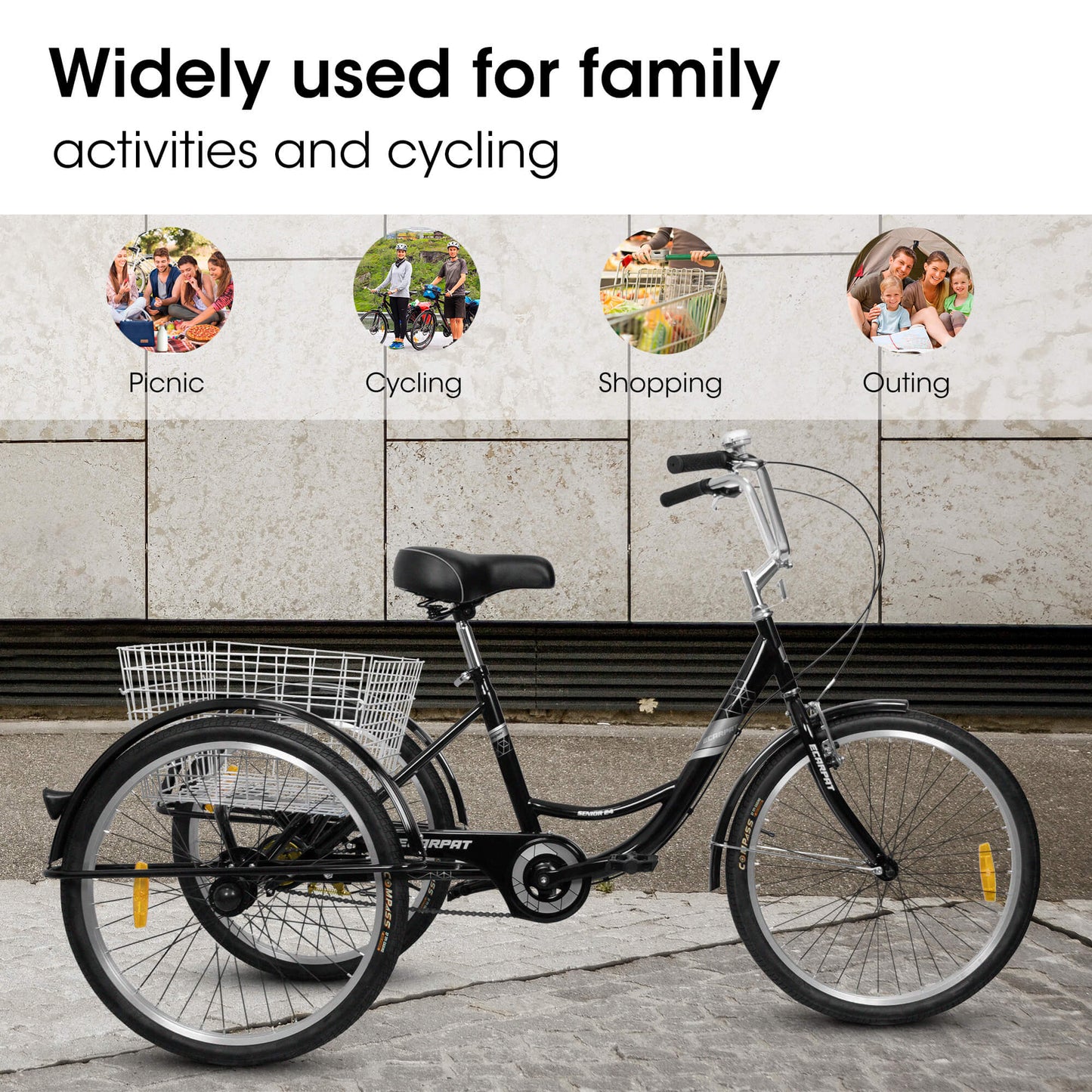 Ecarpat 24“ Single-Speed Adult Tricycle - Howling Moto