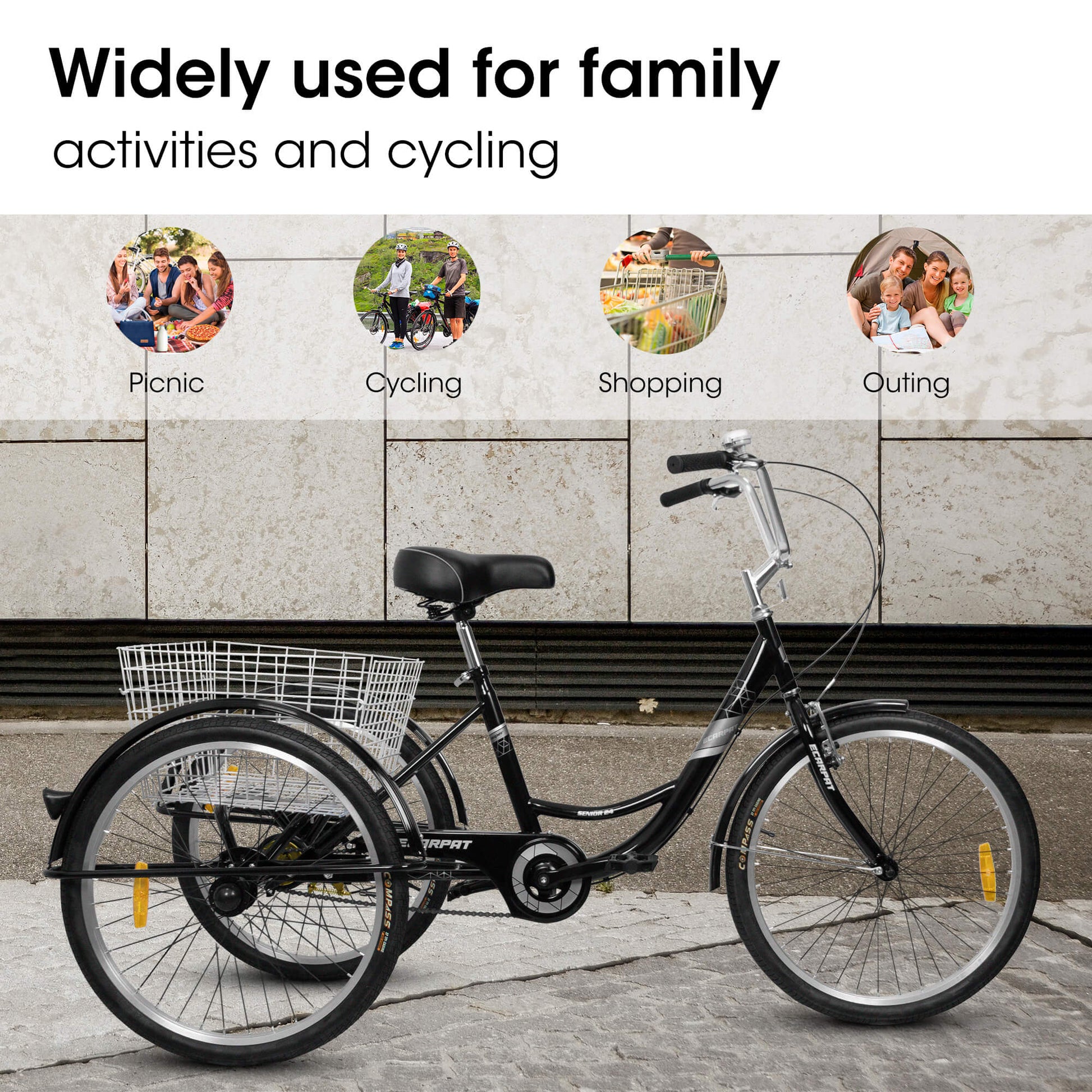 Ecarpat 24“ Single-Speed Adult Tricycle - Howling Moto
