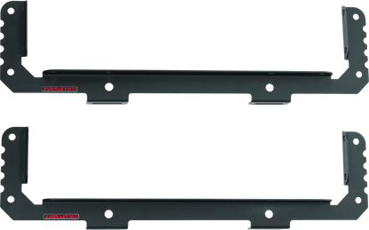 Kuryakyn Takrak Utility Cradles in black attached to Polaris Ranger UTV, heavy-duty tool and gear holders for off-road vehicles