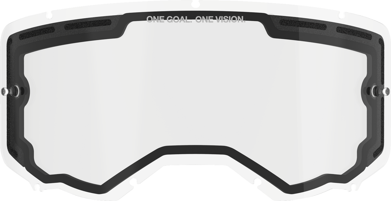 Alpinestars goggles with dual-pane clear lens and black frame, designed for optimal vision and protection during outdoor activities.