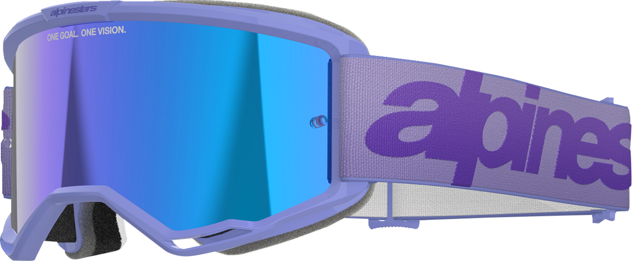 ALPINESTARS GOGGLES, Alpinestars GOGGLES Vision 5 Goggle - Wordmark, Purple with Blue Mirror Lens, Part Number 5102425-3116