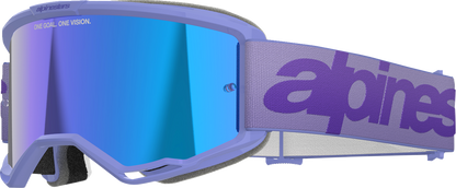 ALPINESTARS GOGGLES, Alpinestars GOGGLES Vision 5 Goggle - Wordmark, Purple with Blue Mirror Lens, Part Number 5102425-3116