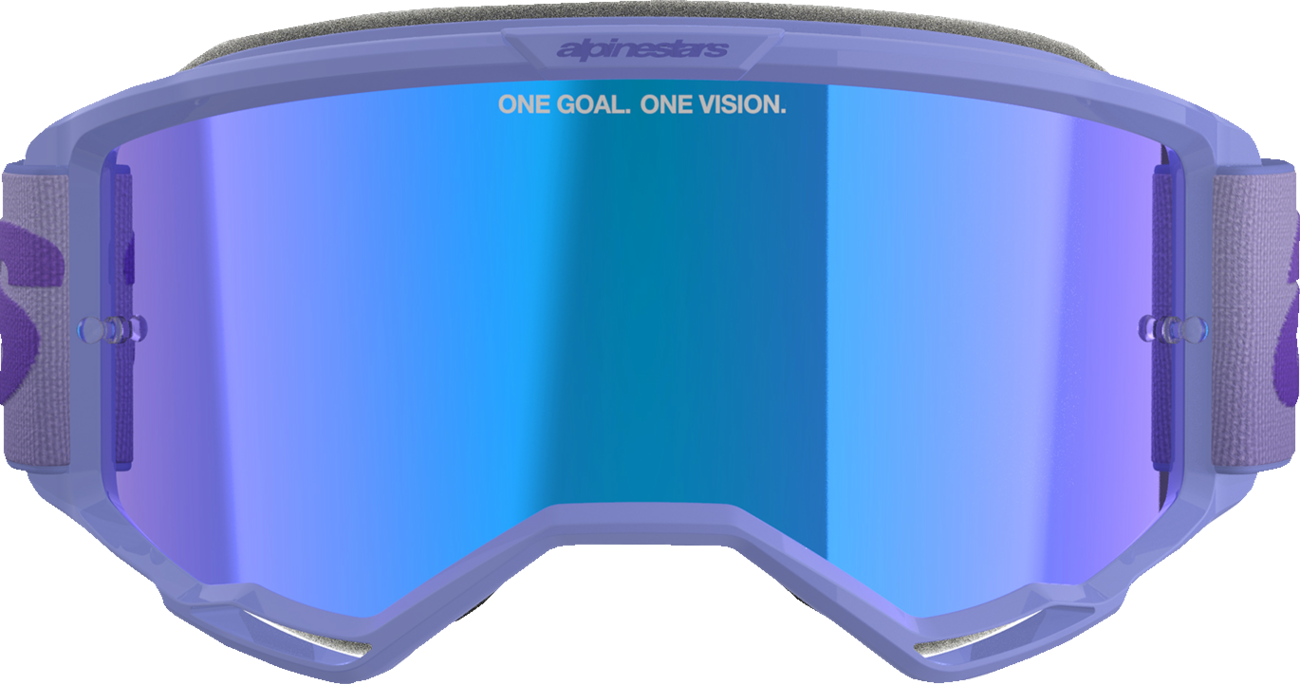 ALPINESTARS GOGGLES, Alpinestars GOGGLES Vision 5 Goggle - Wordmark, Purple with Blue Mirror Lens, Part Number 5102425-3116