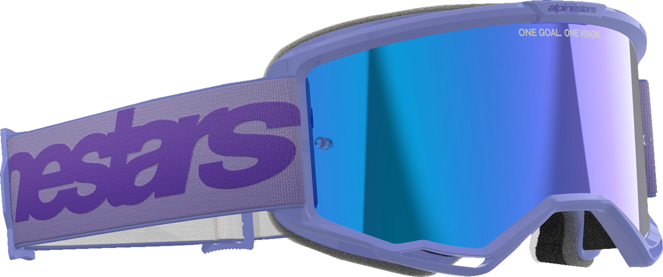 ALPINESTARS GOGGLES, Alpinestars GOGGLES Vision 5 Goggle - Wordmark, Purple with Blue Mirror Lens, Part Number 5102425-3116