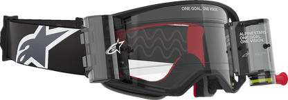 Alpinestars GOGGLES Supertech roll-off motocross goggles with black/gray frame and clear lens for off-road riding.