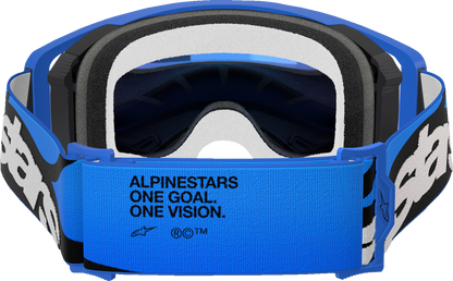 Alpinestars GOGGLES Supertech Stream with blue mirror lens and ABS Vision frame, designed for motocross or racing riders.