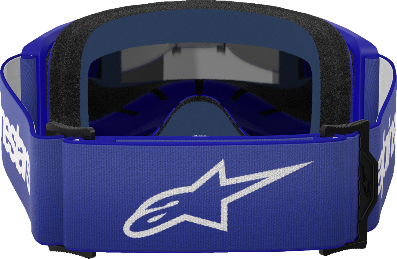 Alpinestars GOGGLES Vision 3 blue riding goggles with silver mirror lens, designed for motocross and off-road use.