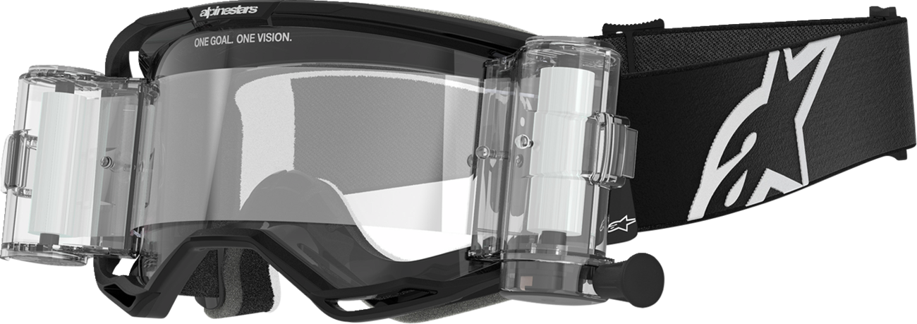 Alpinestars GOGGLES Vision 8 roll-off goggles with clear lens and anti-fog polycarbonate shield for motocross riding.