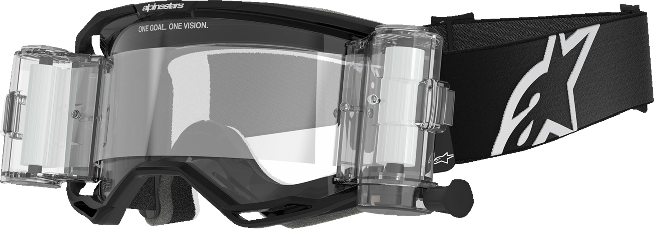 Alpinestars GOGGLES Vision 8 in black with clear lens, motorcycle riding goggles with adjustable strap and protective frame.