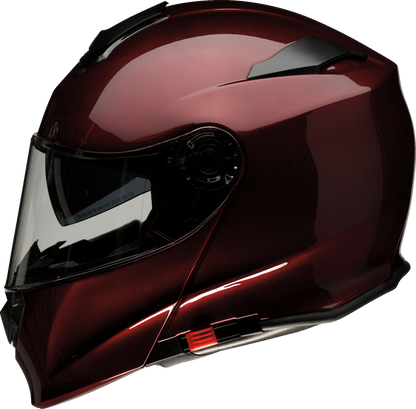 Z1R Solaris 2.0 modular helmet in solid wine color, large size, with aerodynamic design and secure chin strap