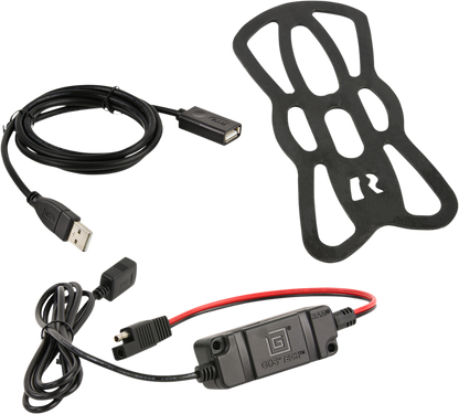 Wireless waterproof RAM Mounts device holder with hardwire charger and U-bolt mount, designed for engine applications by Bill's Exhausts.
