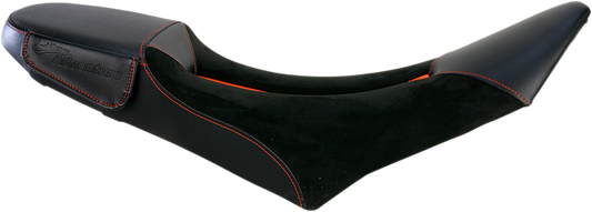 Bill's Exhausts Adventure Seat for Super Enduro 950, low-profile motorcycle seat with durable padding and sleek design.