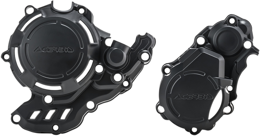 Black Acerbis X-Power Cover Kit for KTM and Husqvarna motorcycles, showcasing durable body protection components.