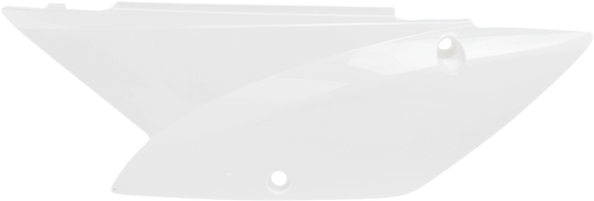 A set of white Acerbis side panels for motorcycle body customization, displayed on a plain background.