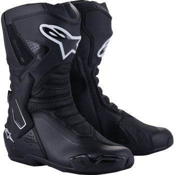 Alpinestars SMX-6 V3 Drystar motorcycle boots in black, US 10.5/EU 45, showing the sturdy design and protective features.