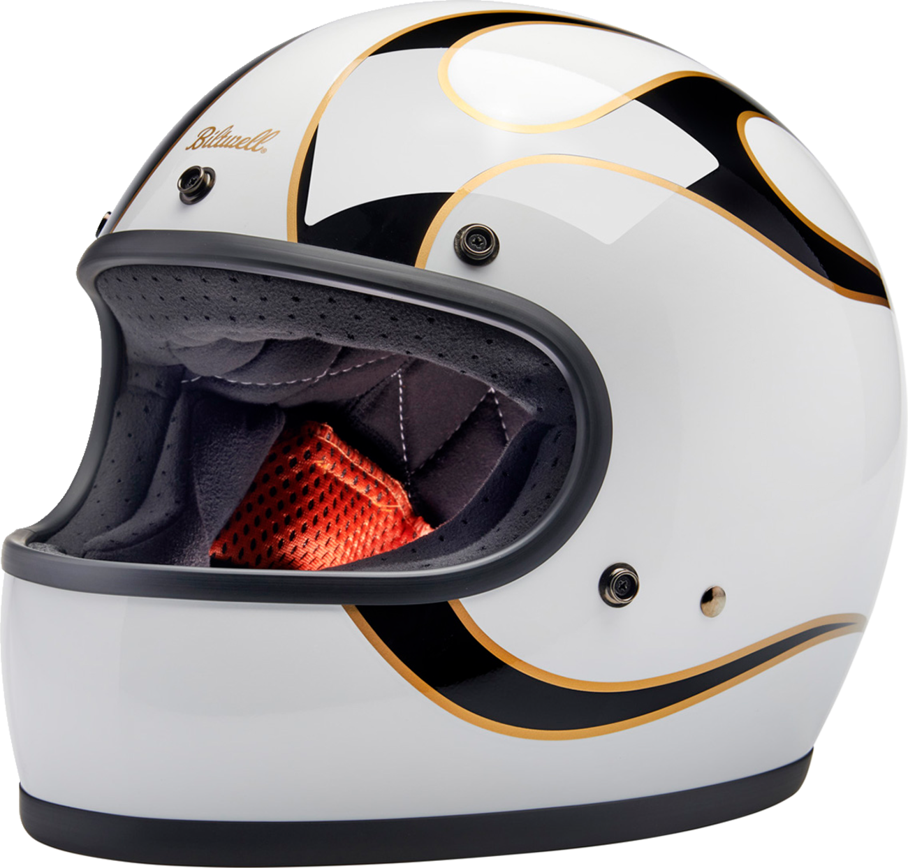 BILTWELL Gringo Helmet - Flames - White/Black - 2XL 1002-561-506 - Howling Moto