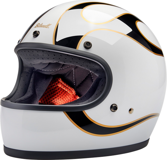 BILTWELL Gringo Helmet - Flames - White/Black - 2XL 1002-561-506 - Howling Moto