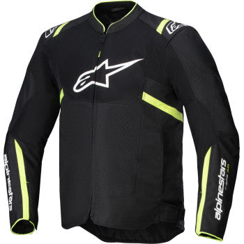 Alpinestars T-SPS Air v2 motorcycle jacket in black and yellow fluo, large size, with protective armor and ventilation panels.
