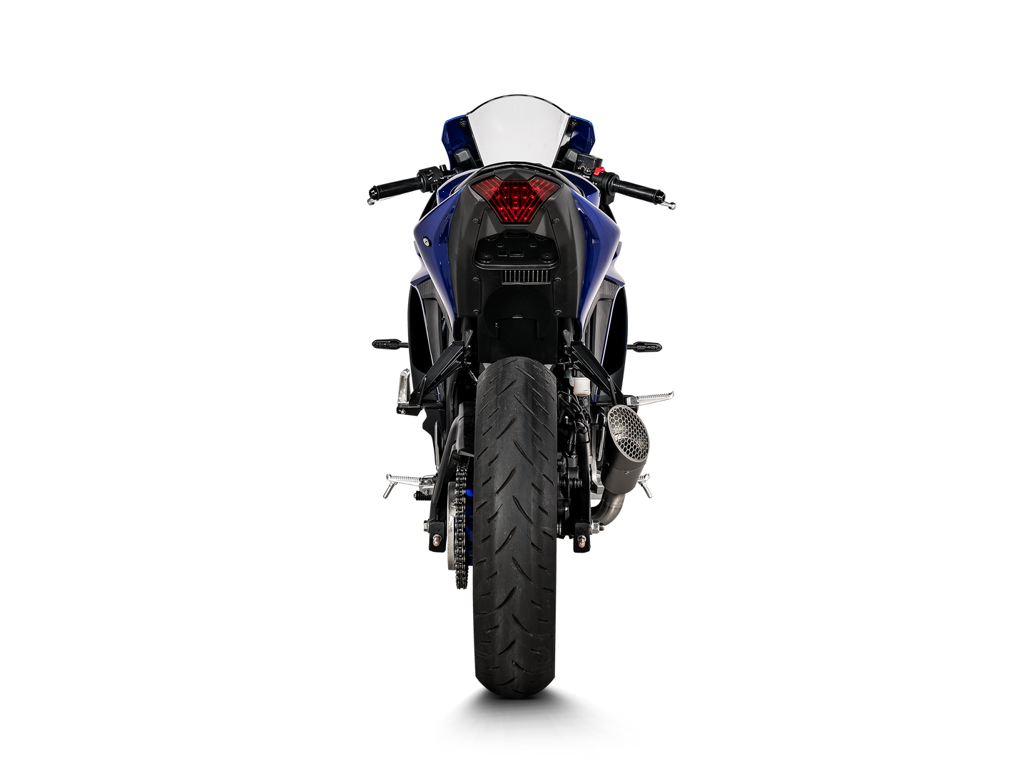 Bill's Exhausts R3 AKRAPOVIC slip-on titanium muffler with titanium end cap for Yamaha YZF-R3 and MT-03 2022-2025.