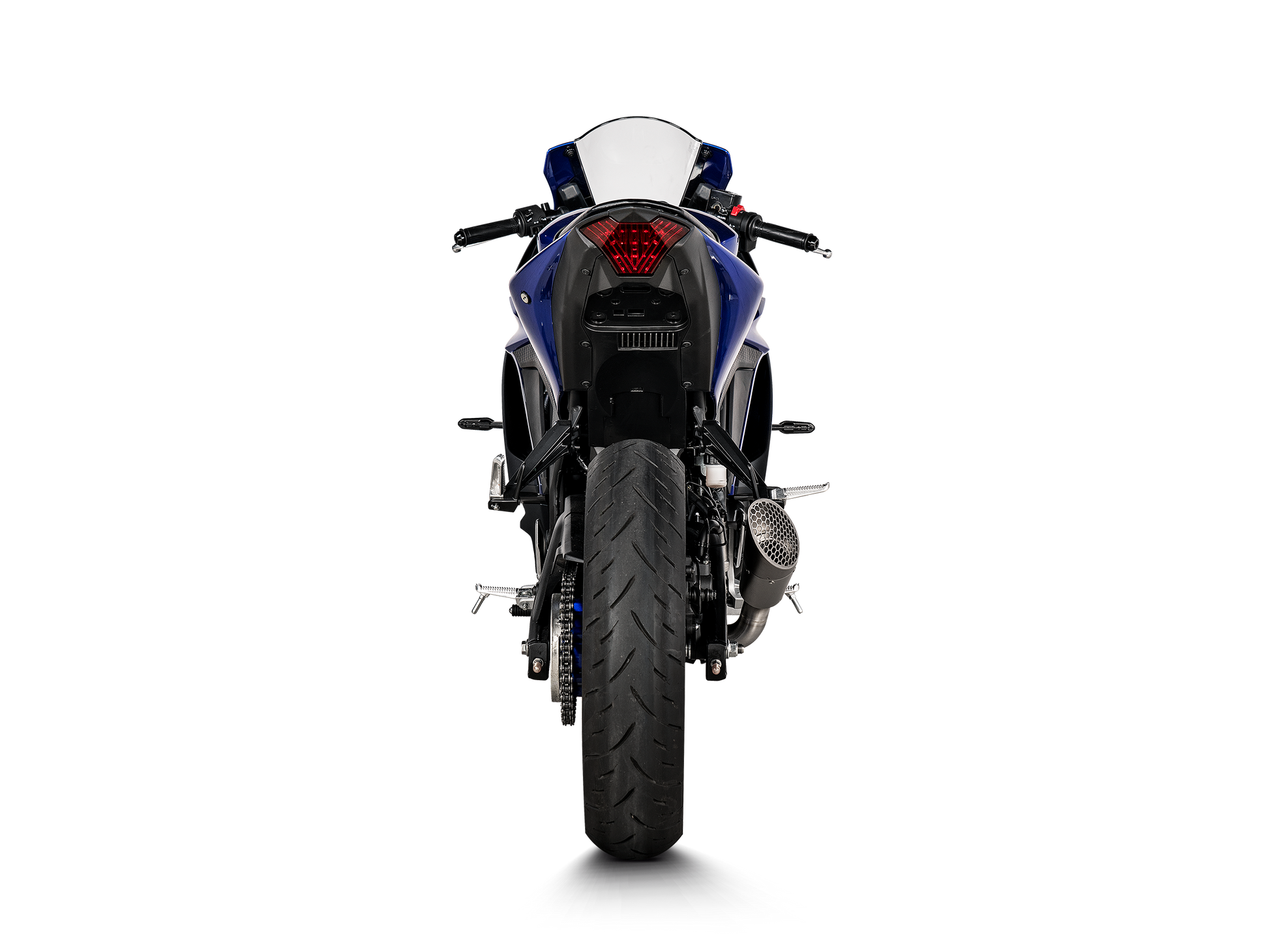 Bill's Exhausts R3 AKRAPOVIC slip-on titanium muffler with titanium end cap for Yamaha YZF-R3 and MT-03 2022-2025.