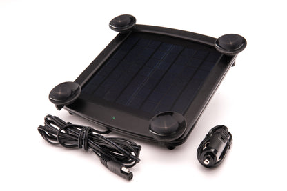Battery Tender 5W solar panel with handlebar mount, portable solar charger and battery maintainer for motorcycles or bikes.