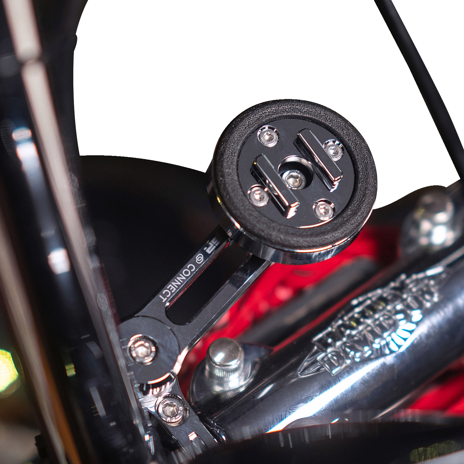 Bill's Exhausts SP CONNECT Anti-Vibration Module for phones in chrome, designed to reduce vibrations and enhance stability.