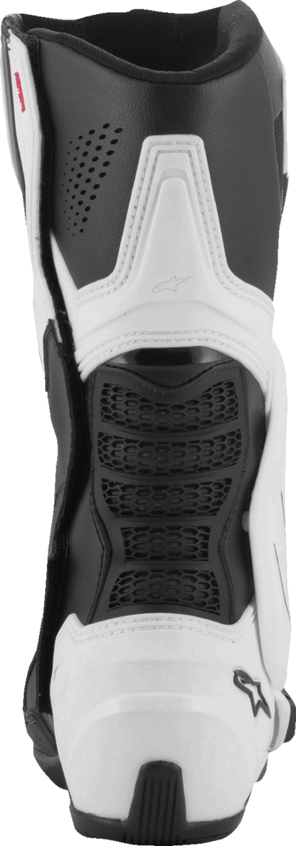 Alpinestars SMX-6 V3 vented motorcycle riding boots in black and white, US 8 / EU 42, designed for track and street riding.
