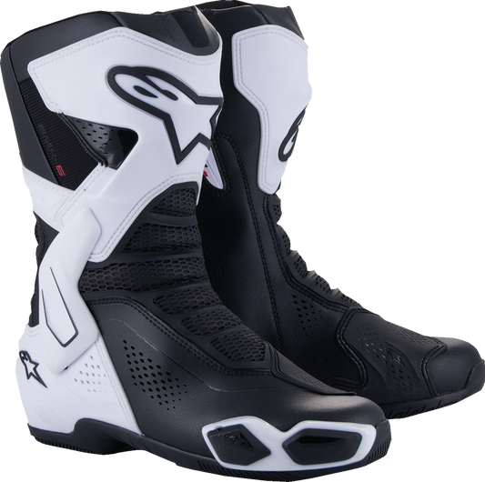 Alpinestars Stella SMX-6 V3 women's vented motorcycle boots in black and white, US size 5, EU 36, with protective design.