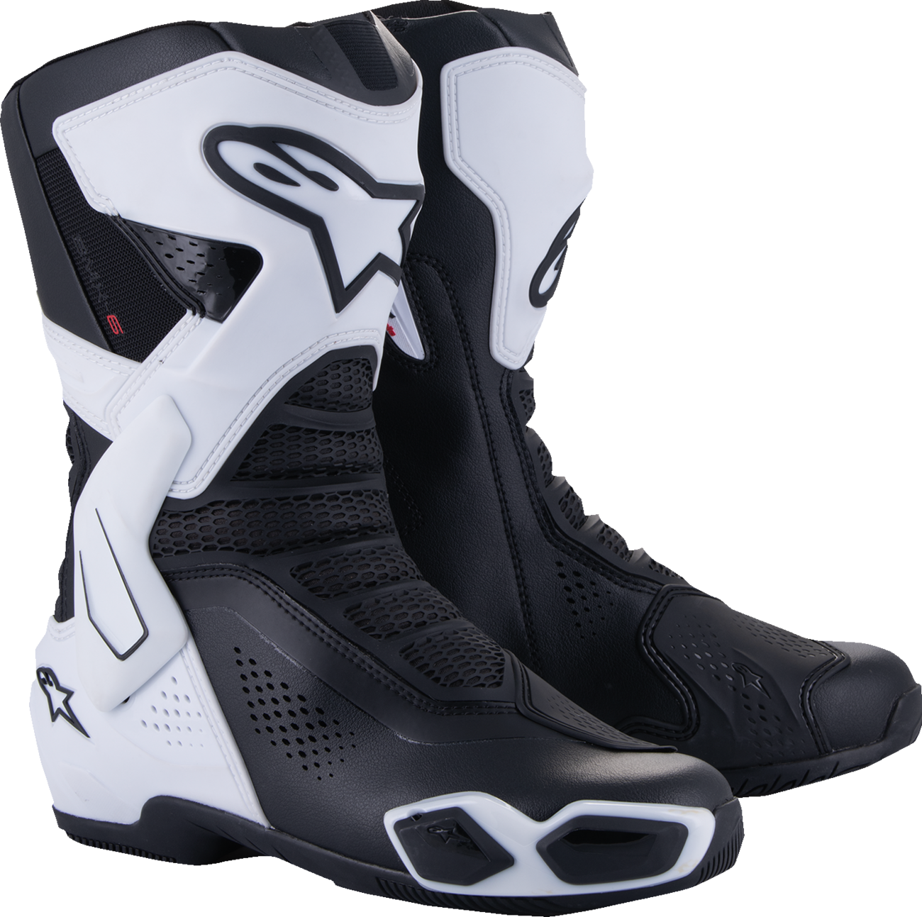 Alpinestars Stella SMX-6 v3 women's vented motorcycle riding boots in black, US size 8, with protective features and sporty design.