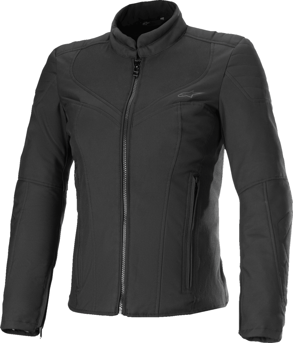 Alpinestars Stella Isla WR women's motorcycle jacket in black, showing its sleek design and protective features.