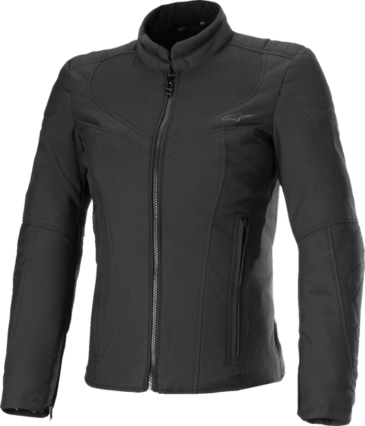 Alpinestars Stella Isla WR women's motorcycle jacket in black, showing its sleek design and protective features.