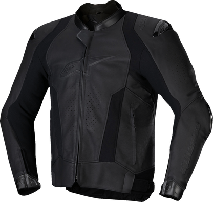 ALPINESTARS, Alpinestars Missile v3 Leather Motorcycle Jacket – Black/Black, US 48 / EU 58 (Part #3100125-1100-58)