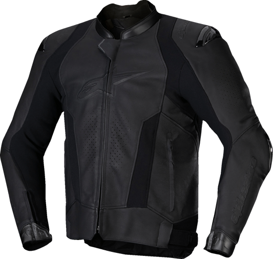 ALPINESTARS, Alpinestars Missile v3 Leather Motorcycle Jacket – Black/Black, US 48 / EU 58 (Part #3100125-1100-58)