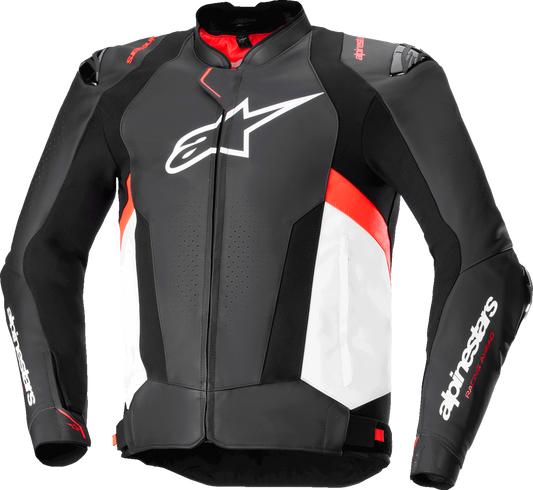 ALPINESTARS, Alpinestars Missile v3 Leather Jacket - Black/White/Red Fluo, US 50 / EU 60 - Part 3100125-1231-60