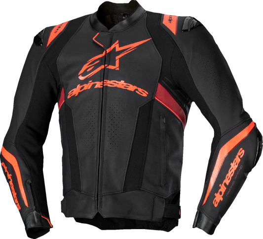 ALPINESTARS, Alpinestars Missile v3 Ignition Leather Jacket - Black/Red Fluo/Dark Red, US 48 / EU 58 - Performance Racing Sport Jacket