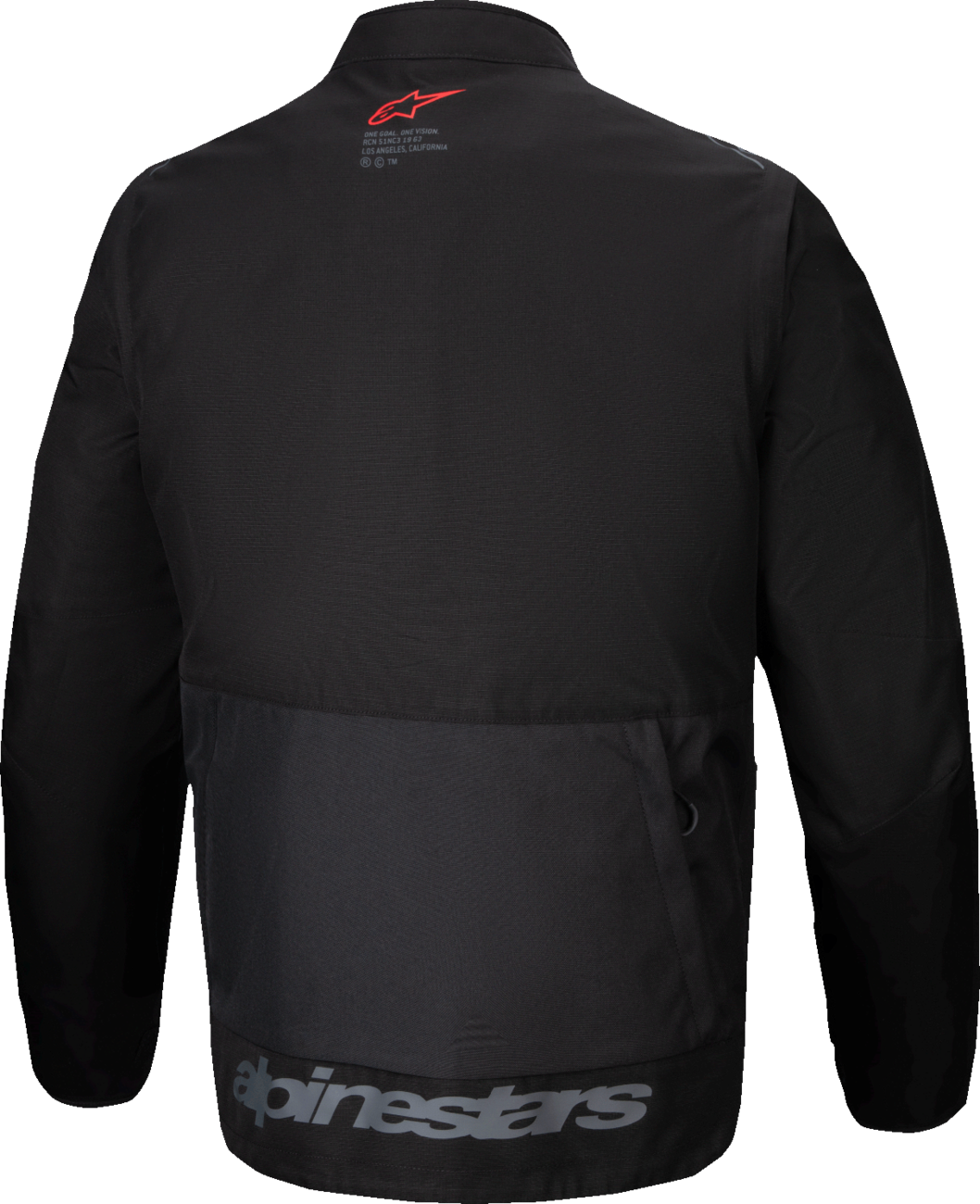 Alpinestars Pro-Dura jacket in black with logo and zipper pockets, 2XL size, showcasing durable motorcycle gear design.
