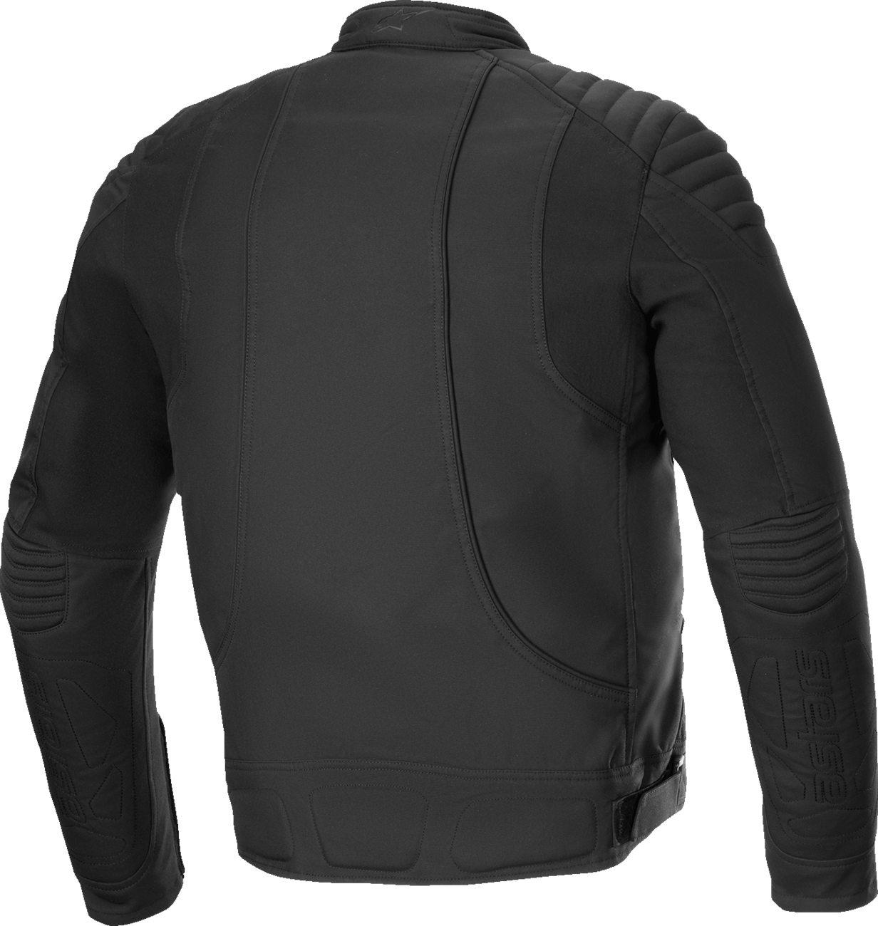 Alpinestars Clayton WR motorcycle jacket in black with waterproof and insulated features, 4XL size, shown on a hanger.
