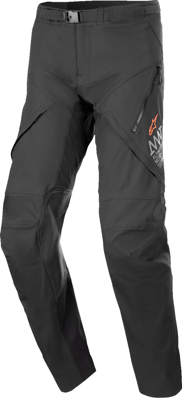 Alpinestars AMT-8 Stretch Drystar® XF motorcycle pants in black, 2XL, with reinforced knee areas and adjustable waist.