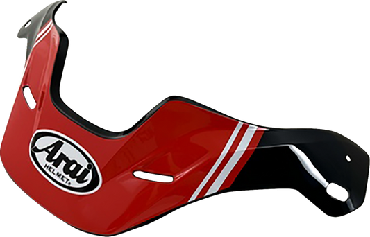 ARAI HELMETS XD-5 peak visor in cosmic red with part number 091375, designed for motorcycle helmets.
