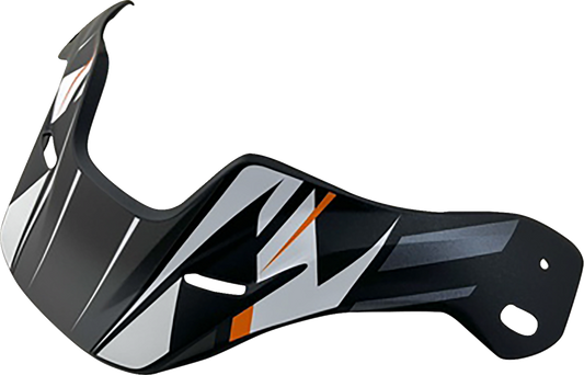 Orange Frost ARAI XD-5 Peak helmet with discovery graphics, featuring aerodynamic design and a peak visor for motorcycle riding.