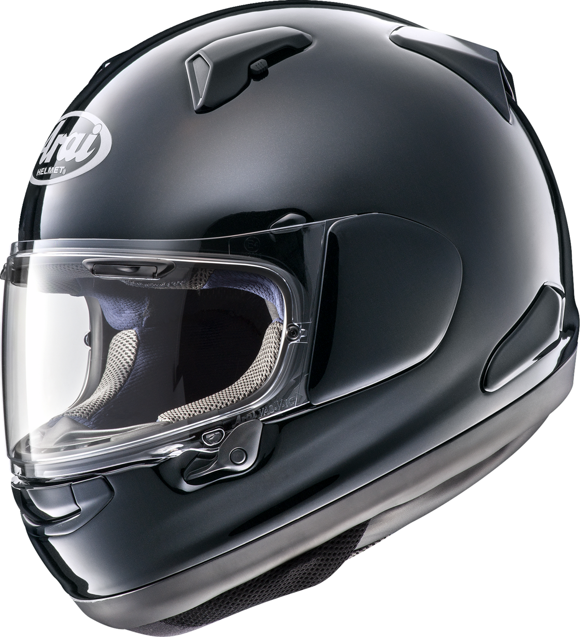 Arai Helmets Quantum-X Pearl Black motorcycle helmet, small size, with sleek black finish and aerodynamic design.