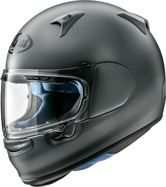 Arai Helmets Regent-X Gun Metal helmet in XS size with sleek design and matte finish, front view showing visor and ventilation vents.