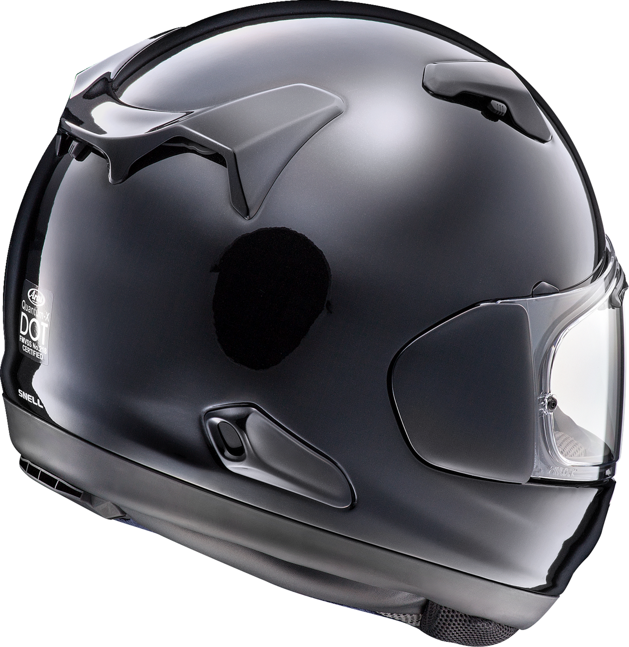 Arai Helmets Quantum-X Pearl Black motorcycle helmet, small size, showcasing sleek design and glossy finish.
