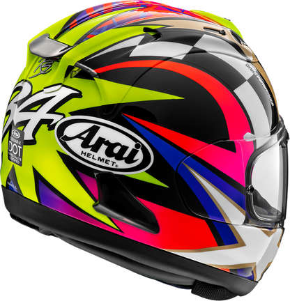 Arai Corsair-X Schwantz 30th Anniversary motorcycle helmet in medium size with detailed graphics and branding.